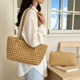 thumbnail image 5 of WEXOPE Hollow Woven Women Shoulder Tote Bag, Durable Handmade Handbag with Inner Pouch, Spacious Underarm Purse Suitable for Daily Commute, Beach and Travel,Yellow, 5 of 6