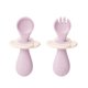 thumbnail image 1 of Utensilios para bebés, juego de cuchara y tenedor de silicona para bebés para autoalimentación, cuchara de destete LED para bebés para la primera etapa 6 meses + con barrera anti asfixia rosa oso de fresa Hogar, 1 of 6