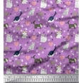 thumbnail image 1 of Soimoi Rayon Crepe Fabric Heart,Footprint & Cat Animal Printed Fabric 1 Yard 46 Inch Wide, 1 of 1