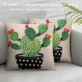thumbnail image 3 of COMIO  Throw Pillow Covers Green Plant Pot Cartoon Cactus Cacti Red Flowers Home Decorative Cushion Case Succulent Accent Pillow Protector, 3 of 5