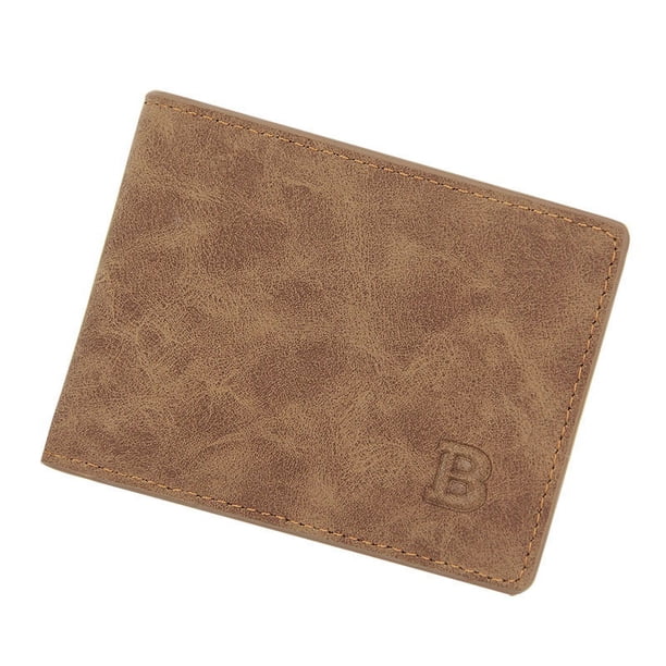 Cartera corta de moda para hombre, billetera multifuncional retro esmerilada, billetera informal con múltiples tarjetas