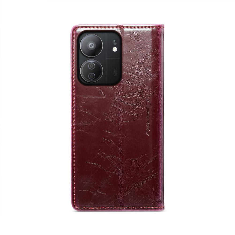 Flip Case for Xiaomi Redmi 13c Kickstand Retro Wallet Cover Magnetic Wallet Card Holder Crazy Horse Pu Leather