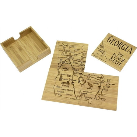 

Georgia State Puzzle 4 Piece Bamboo Coaster Set with Case