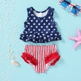 thumbnail image 5 of Younger Tree Toddler Baby Girls Summer Swimsuit Set Cute Striped Star 4th of July Swimwear Two-Piece Suit Beach Bikini for 5-6T, 5 of 8