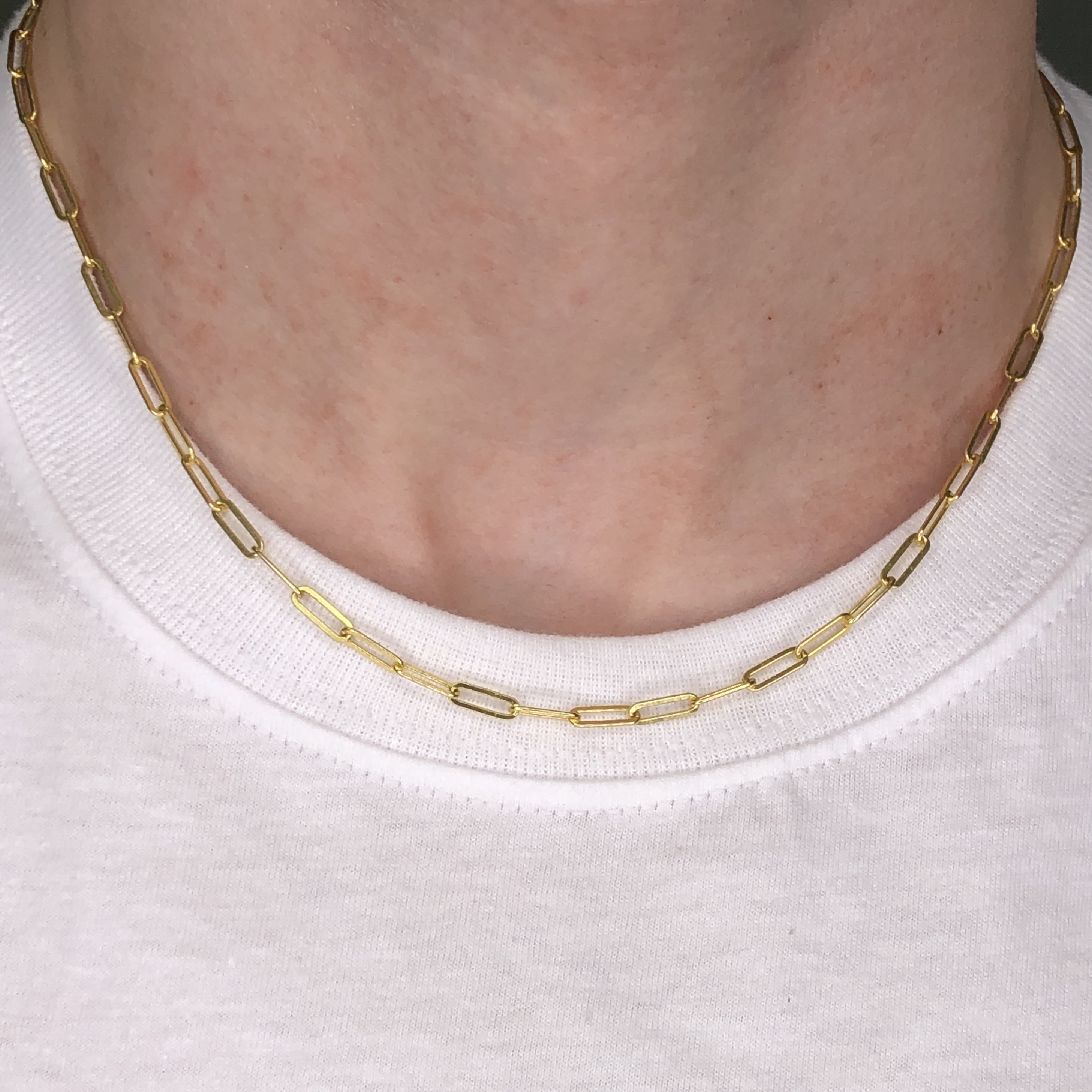 Solid 1/20 14k Gold Real Paperclip Necklace Chain 18 inches Mens Womens Paperclip 2.1mm