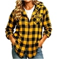 thumbnail image 2 of Juesizh Flannel Shirt Women Hooded Button Jackets Fashion Casual Plaid Long Sleeve Pocket Hoodies, S-2XL, 2 of 6