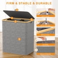 thumbnail image 4 of BGTREND 150L Double Laundry Basket with Lid, Clothes Hampers for Laundry with Bamboo Handles and Removable Liner Bags, Collapsible Laundry Sorter Dirty Clothes Hamper (Gray), 4 of 8