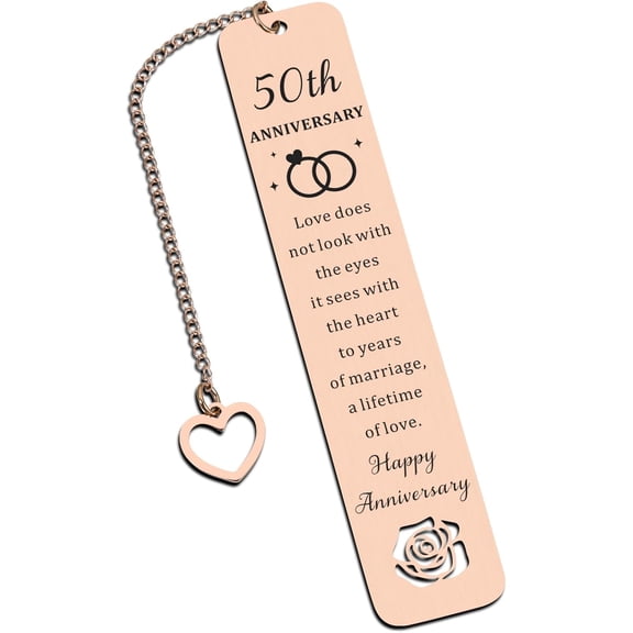 50th Anniversary for Men Women Golden Wedding Anniversary Giftss for Husband Wife Happy Anniversary Decorations Bookmark 50th Wedding Gifts for Parents Christmas Valentines Gifts