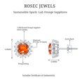 thumbnail image 5 of Rosec Jewels Classic Created Orange Sapphire Stud Earrings with Diamond Halo - AAAA Grade, 10K White Gold, 5 of 7