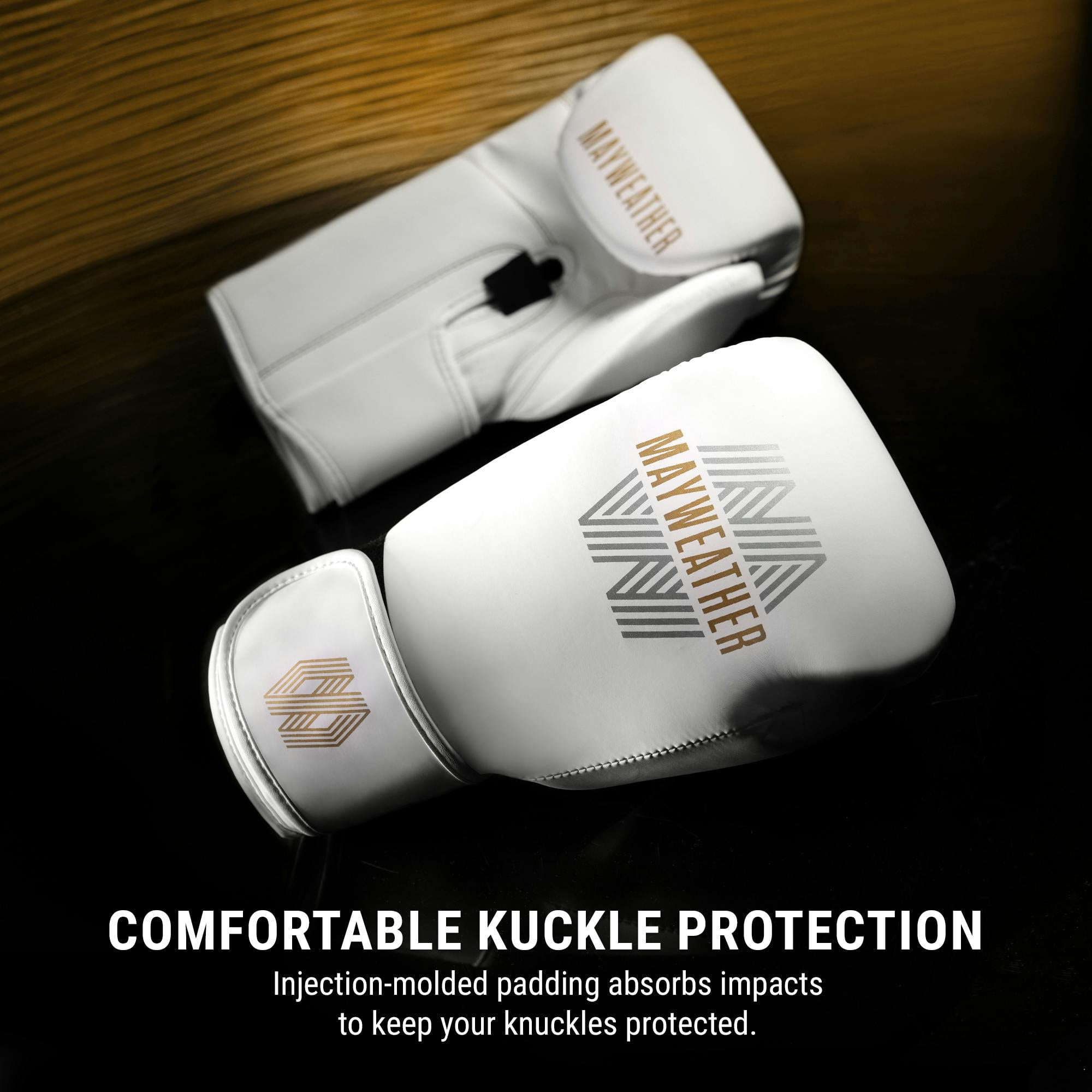Hayabusa Mayweather Core Boxing Gloves For Men and Women - White/Gold, Large/X-Large