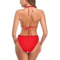thumbnail image 2 of Trajes de baño para Mujer Halter Triangle Bikini Ruffle Trajes de baño de Dos Piezas Rosa Roja CH Rosa Roja CH Xishao ropa, 2 of 2