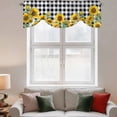 thumbnail image 2 of Sunflower Tie Up Valance Curtains for Windows, Kitchen Curtains Window Treatments, Black White Check Country Yellow Floral Short Window Shades Valances for Bedroom Bathroom Cafe 42"x18", 2 of 8