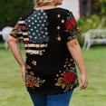 thumbnail image 5 of Dweltoz Usa Shirt Women Oversize American Flag Plus Size Shirts L-5xl V Neck Short Sleeve 4th Of July Tunics Tops Casual Loose Fit Trendy Tee Blouses,Black 5XL, 5 of 6