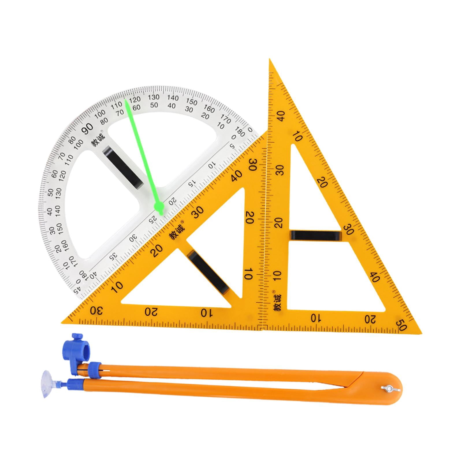 4x Large Math Geometry Rulers Large Number Set Protractor Ruler Teaching Supplies for Classroom Blackboard Teachers White Board Engineering