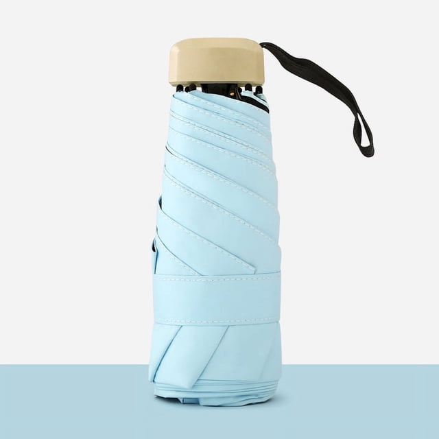 Paraguas plano de cinco pliegues, ligero, protector solar, paraguas de bolsillo pequeño para mujer, paraguas plegable de vinilo para el sol