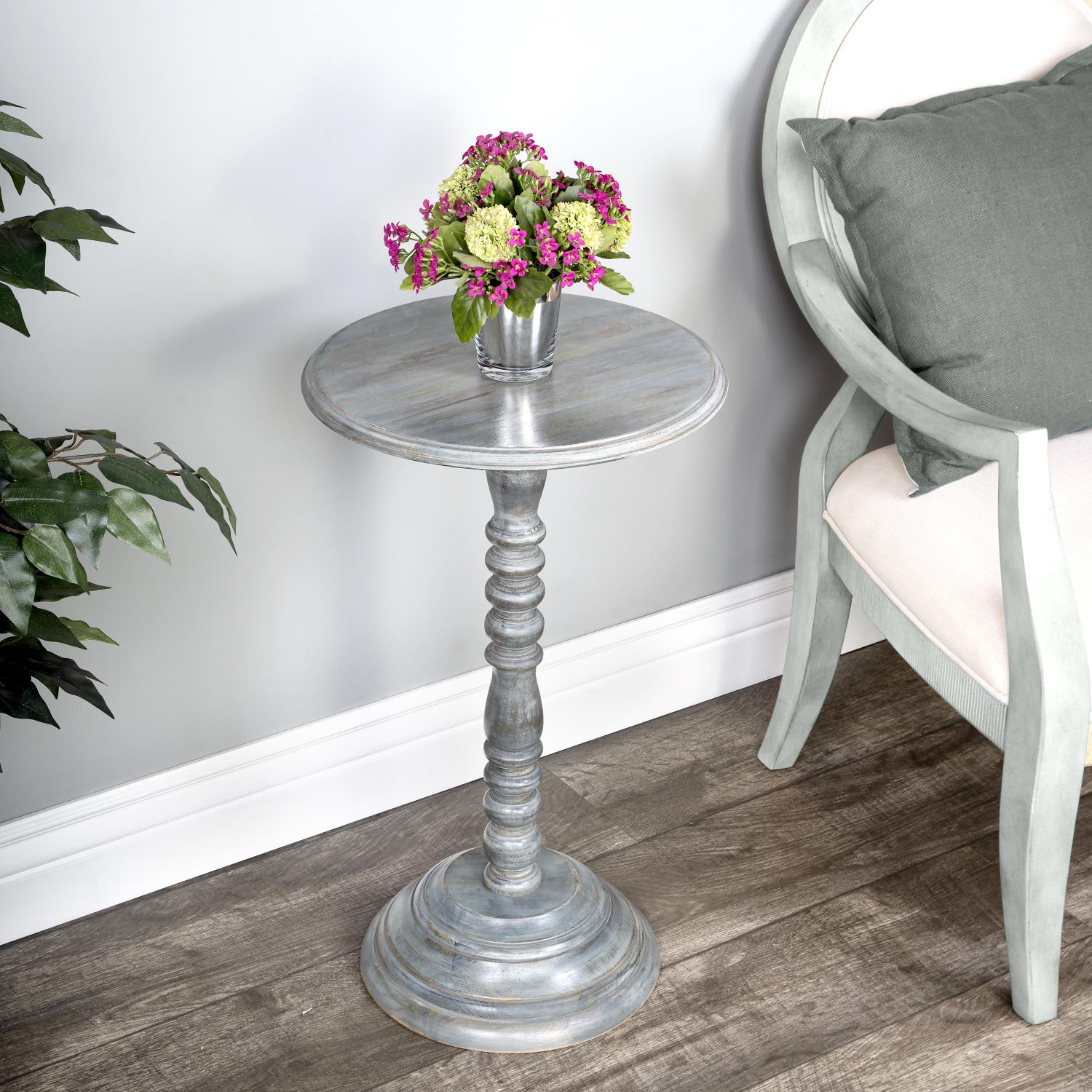 Butler Specialty Company Dani Solid Wood Pedestal 16"W Accent Table - Gray - image 5 of 7