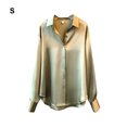 thumbnail image 4 of Chemise Boutonnée Style Décontracté pour Femmes Voyage Printemps Été Femmes Randonnée Travail Réunion Polyester Blouse à Revers Manches Longues Vêtements Vêtements Vert P, 4 of 9