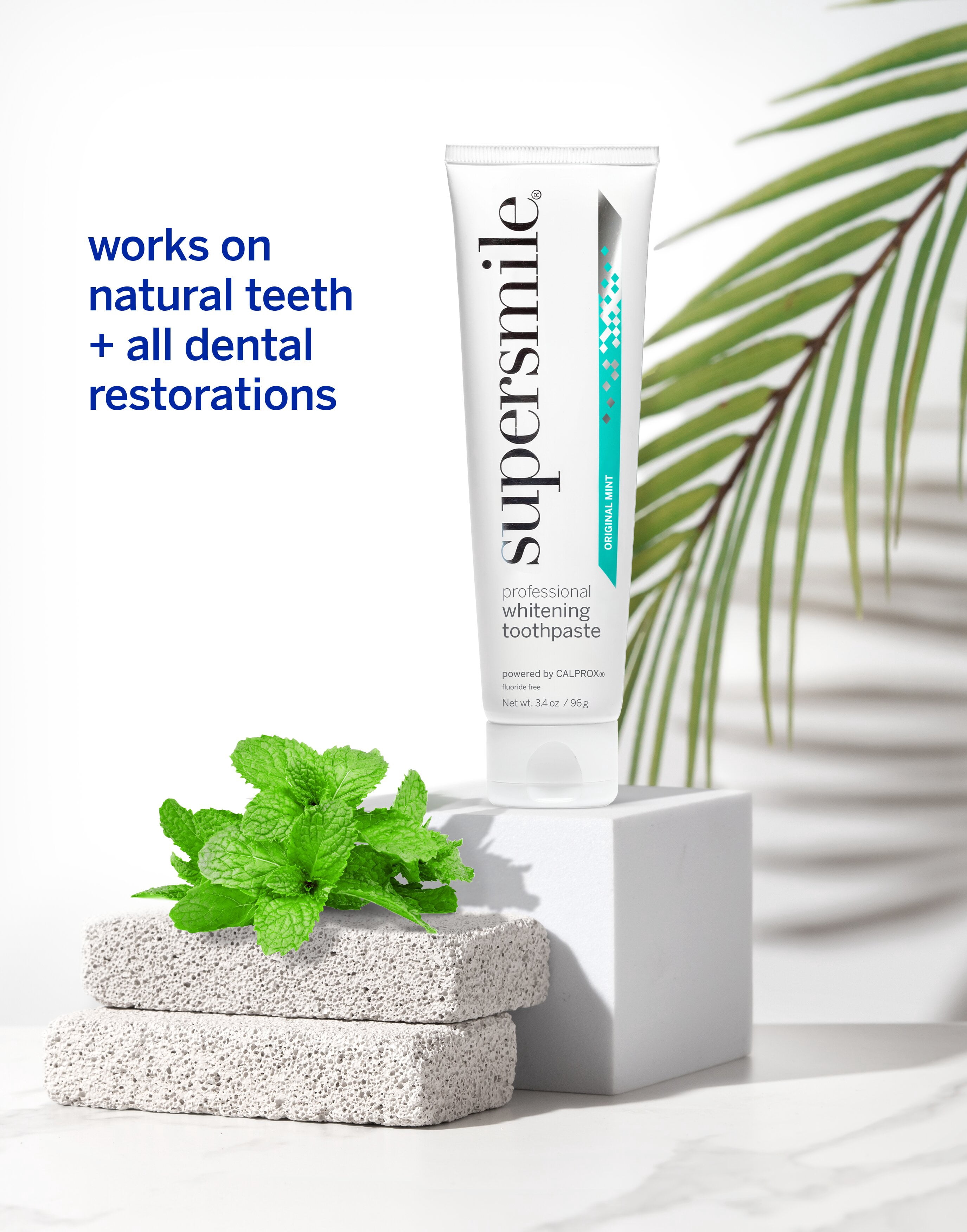 Supersmile Fluoride-Free Whitening Toothpaste – Original Mint, Enamel-Safe Formula, 3.4 oz