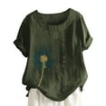thumbnail image 2 of Women Plus Size T-Shirt Blouse Sawvnm Women's Summer Casual Round Neck Short Sleeve Printing Loose Shirt Tops Summer Blouses Army Green 5XL, 2 of 5