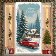 thumbnail image 2 of Plaid Theme Christmas Banner Snowy Trees Vintage Truck for Holiday Decoration Winter Party Home Decor, 2 of 9