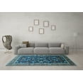 thumbnail image 3 of Ahgly Company Indoor Round Oriental Light Blue Industrial Area Rugs, 4' Round, 3 of 4