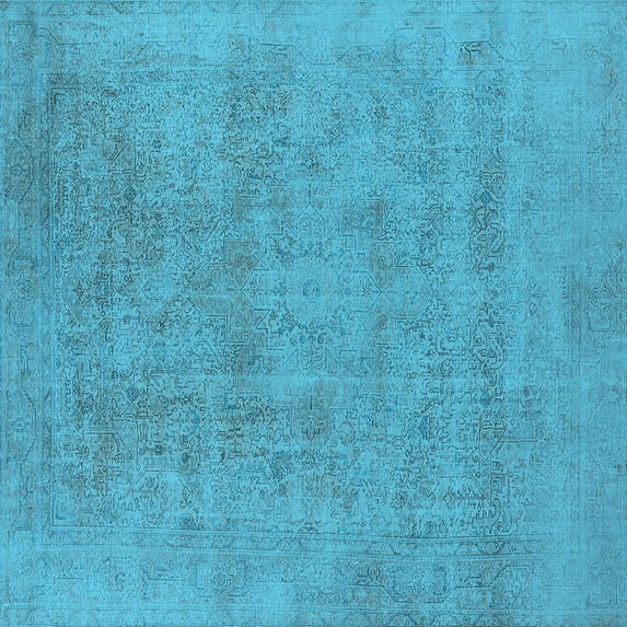 Ahgly Company Indoor Square Oriental Light Blue Industrial Area Rugs, 6' Square