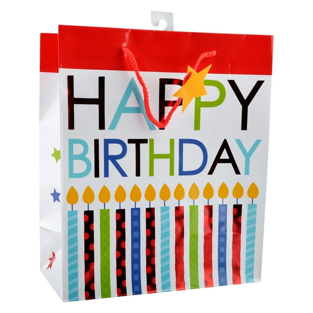 Celebrations Happy Birthday Candles Gift Bag Large Walmart Com Walmart Com
