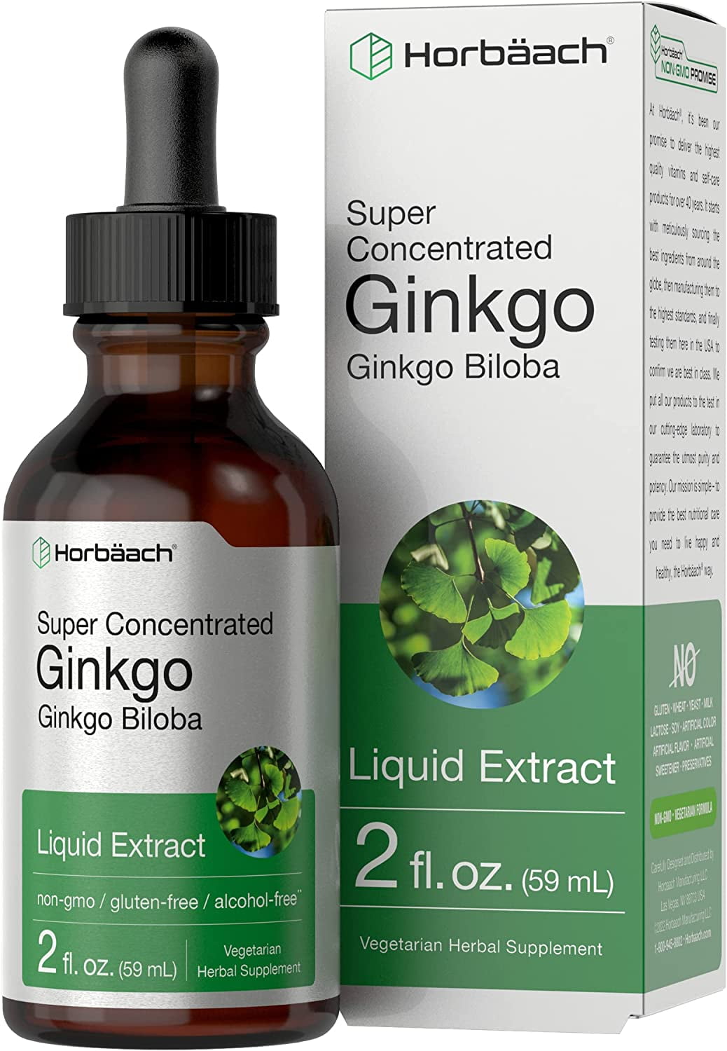 Ginkgo Biloba Liquid Extract 2 oz Vegetarian & AlcoholFree by