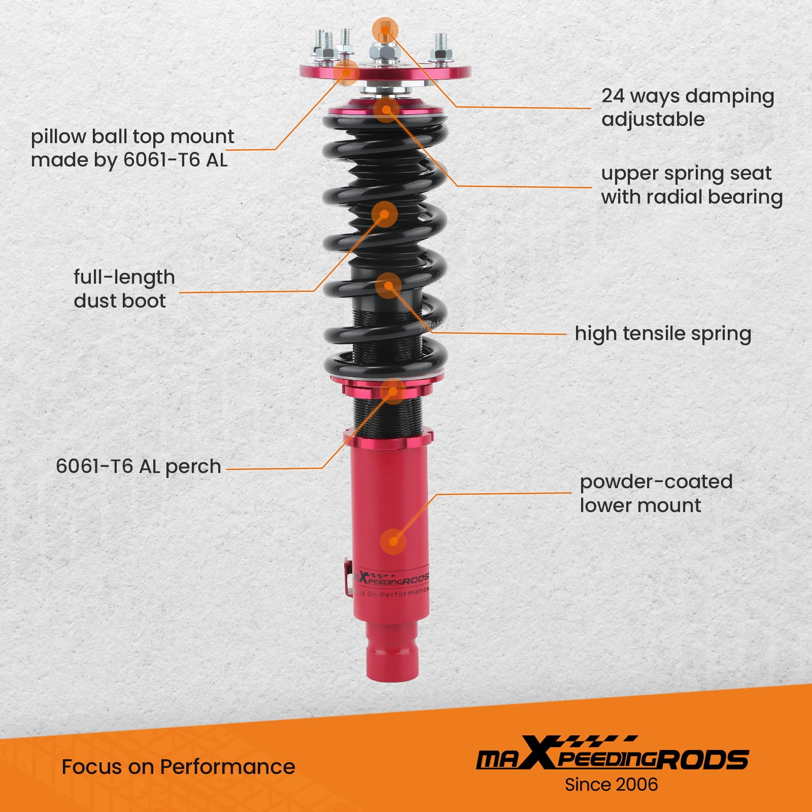 Maxpeedingrods 24 Level Damping Coilovers Suspension Kit For Acura TL 2009-2014 Front + Rear
