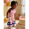thumbnail image 5 of BemeyourBBs Toddler Baby Girl Birthday Overalls Romper Outfit 1 2 3 4 5 Years Birthday Girl Clothes Cake Heart Star Sleeveless Flare Pants Jumpsuit Bell Bottom, 5 of 9
