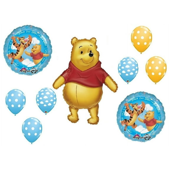 DalvayDelights Winnie The Pooh Baby Boy Clouds Shower Welcome Little One Balloons Bouquet Party Decor