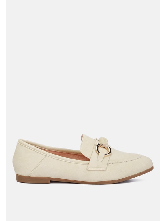 Asher Horsebit Embellished Loafers In Beige
