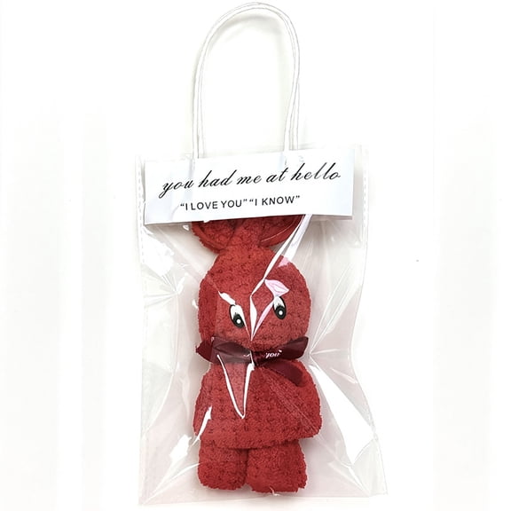 Easter Hand Towels & Cute Rabbit Shaped Towel Set, Coral Fleece Small Towel with Gift Tote, Soft Absorbent for Bathroom/Kitchen, Party Favors, Baby Shower, Holiday Gift, 11.8 x 11.8 inch