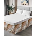thumbnail image 4 of Brown Ombre Wrap Around Bed Skirts for King Bed 18" Drop,Bed Skirt with Adjustable Elastic Belt Dust Ruffle Bed Valance for Bedroom Hotel Modern Geometric Abstract Aesthetic Cream Bed Frame Cover, 4 of 7