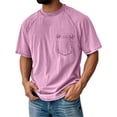 thumbnail image 3 of Hfnxid Big and Tall Men's Vintage Short Sleeve Shirt Solid Color Casual T-Shirt Fashion Crew Neck Tee with Pocket Pink XS, 3 of 6