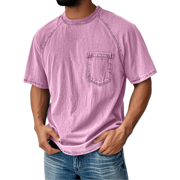 Short Sleeve T Shirt For Men Round Neck Pocket Relaxed Fit Summer Casual Wear Versatile Lightweight Comfortable Top