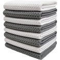 thumbnail image 1 of Ultra Premium Microfiber Kitchen Dish Hand Towel Waffle Weave, 8 Pack (16x28 in, Gray, White), 1 of 5