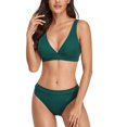 thumbnail image 1 of Trajes de baño para mujer Traje de baño de dos piezas Poliéster Correa ancha Triángulo Cuello en V Traje de baño con bandas Verde M, 1 of 6