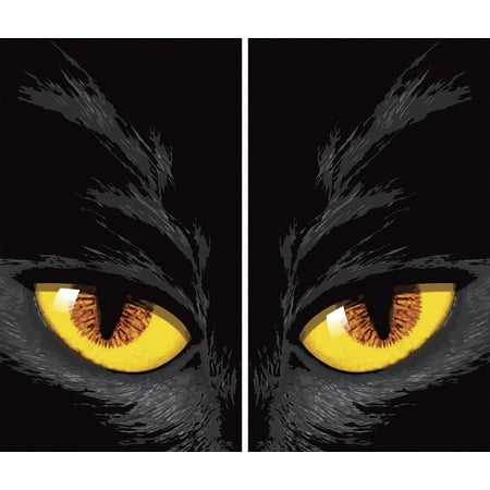 WOWindow Posters Yellow Cat Eyes Halloween Window Decoration Two 34.5”x60