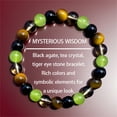 thumbnail image 4 of Tiger Eye Bead Bracelet for Men & Women - Natural Stone Bracelet with Black Onyx and Smoky Quartz for Good Luck, Wealth, and Adjustable Chakra Healing, 4 of 5