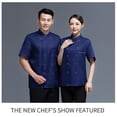 thumbnail image 4 of Baohd Chef Uniform Short Sleeve Kitchen Apron Double-breasted Suits Comfortable Stitching Shirts for Men Simple Style for Coffee Bar Blue L, 4 of 8