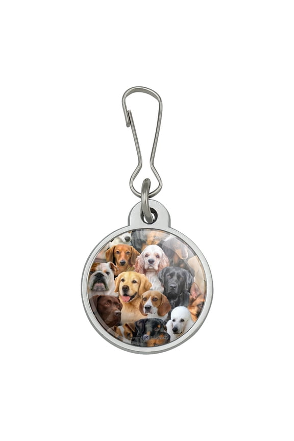 Dogs Lab Retriever Dachshund Poodle Pattern Jacket Handbag Purse Luggage Backpack Zipper Pull Charm