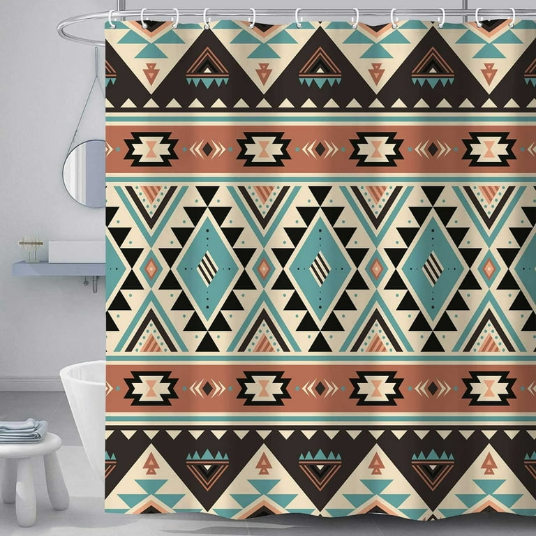 Southwestern Tribal Aztec Shower Curtain For Bathroom American Native Ethnic Geometric Western Boho Sets Waterproof Fabric Accessories With Hooks Com