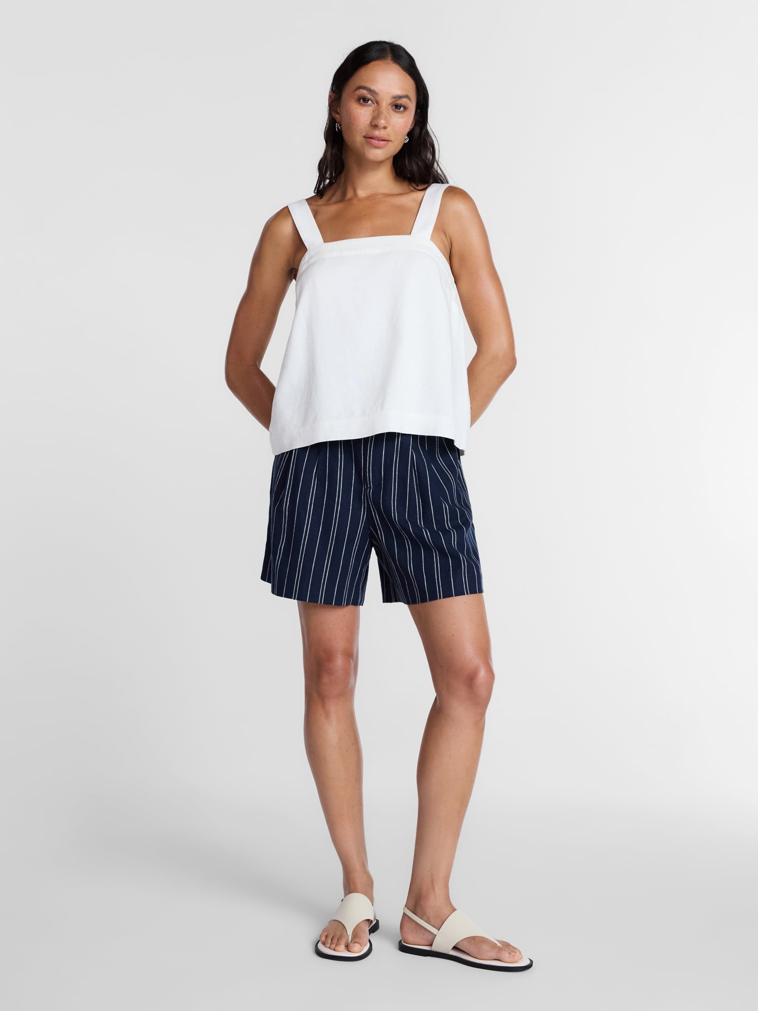 Time and Tru Women's Linen Blend Shorts, 5" Inseam, Sizes XS-XXXL