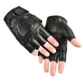 thumbnail image 2 of Roncen Steampunk Gothic Gloves Mens Vintage Geuuine Leather Captain Fingerless Mittens, 2 of 5