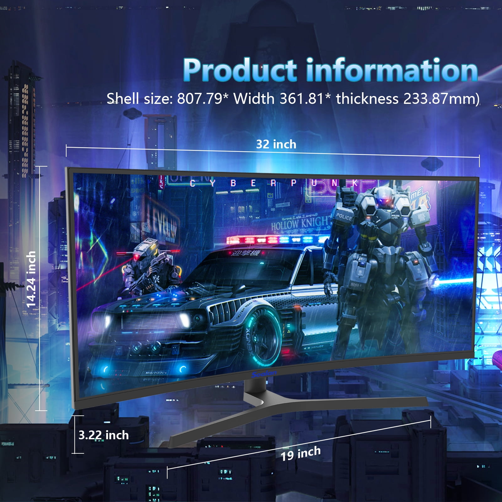 Sealan 34 inch Curved Ultrawide Gaming Monitor 165Hz UWQHD 3440x1440 FreeSync HDMI DisplayPort 1500R PC Screen - Ideal for Gaming