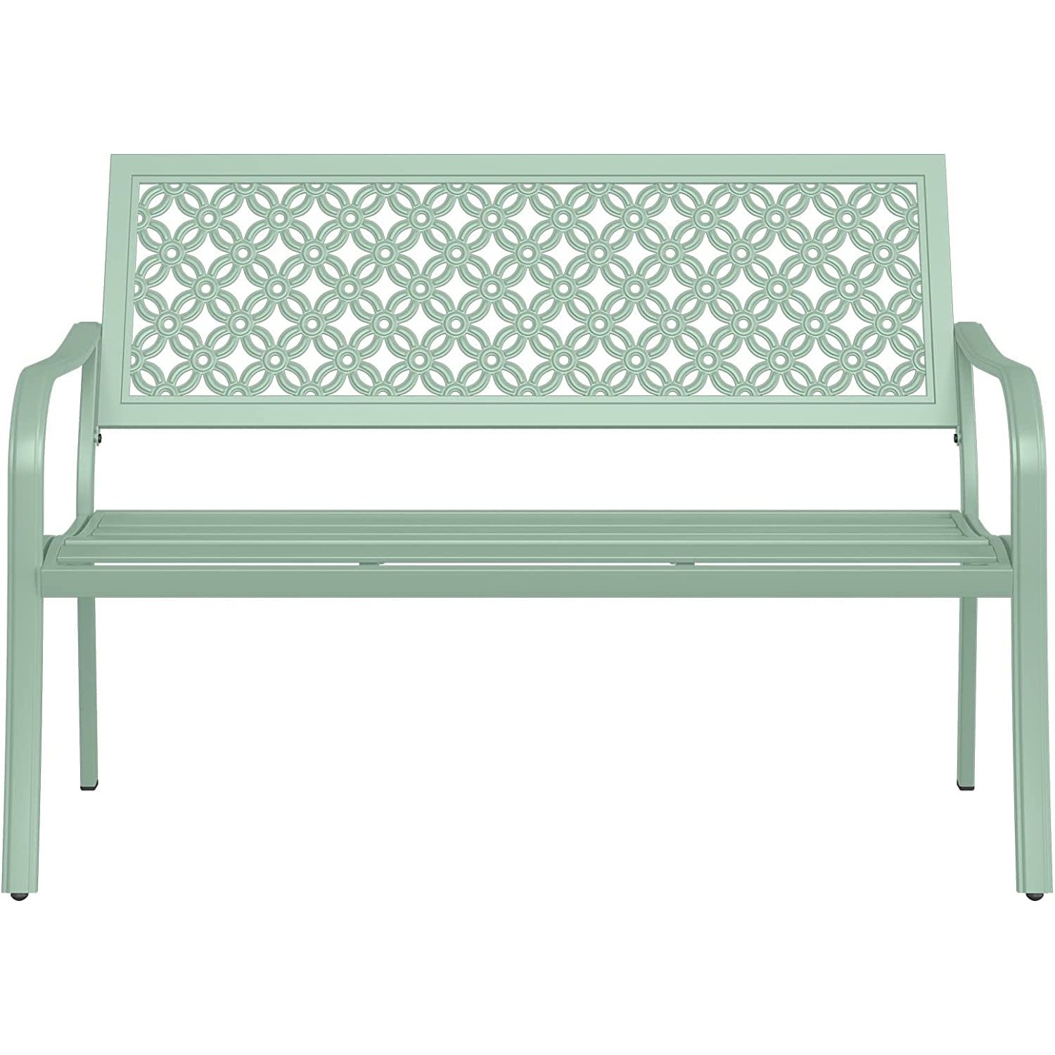 Outdoor Bench, Garden Benches with AntiRust Steel Metal Frame, Patio Seating for Front Porch
