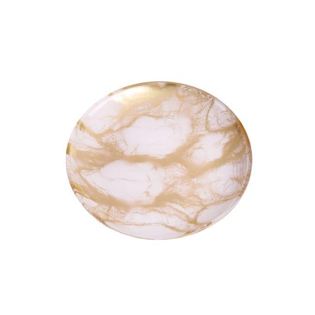 Classic Touch MP155 Assiettes en Marbre Or-Blanc 11 Po, Ensemble de 4