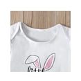 thumbnail image 5 of Seyurigaoka 3Pcs Girls Easter Outfit, Letter T-Shirt Tops + Rabbit Print Suspender Skirt + Headband, 5 of 8