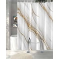 thumbnail image 3 of Split Shower Curtain for Transfer Bench, White Golden Marble Fabric Shower Curtains for Bathroom, Modern Abstract Art Marble Crack Tub Sliding Transfer Bench Waterproof Bath Curtains 72"x78", 3 of 9